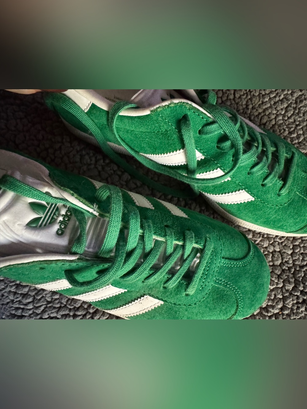 adidas Gazelle Green Suede Sneakers with White Stripes - Picture 3 of 8